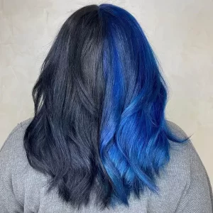 Black half and blue hair