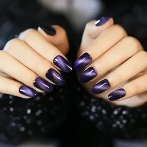 Cat Eye Purple Nails