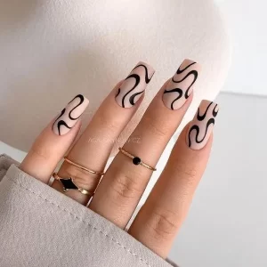 Freehand Shapes Nail Art Warna Hitam