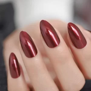 Maroon Metallic Nail Art