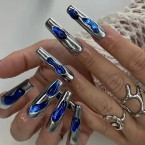 Metallic Nails 3D Nail Art