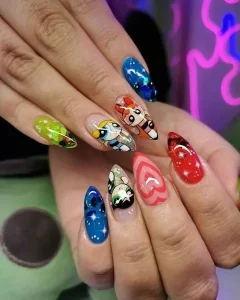 Power Puff Girl Nails