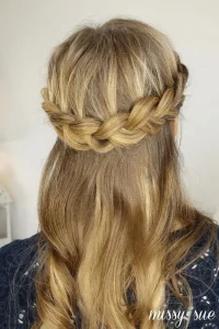 Crown braid half up, half down Gaya Rambut Half Up Half Down