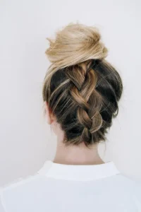 Upside down braid bun